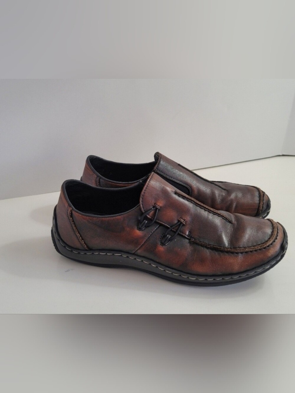 Rieker Celia Antistress Brown Leather Slip On Loafers European Woman's 40/ 8.5